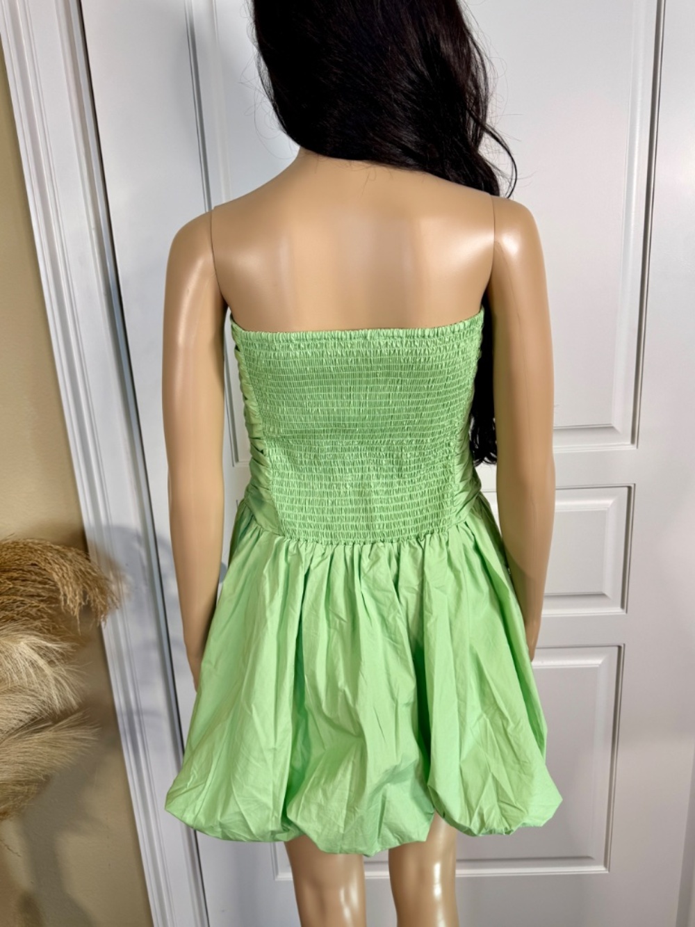 MINT COLORED STRAPLESS DROP WAIST BUBBLE HEM MINI DRESS WITH POCKETS - NWT - Picture 12 of 15
